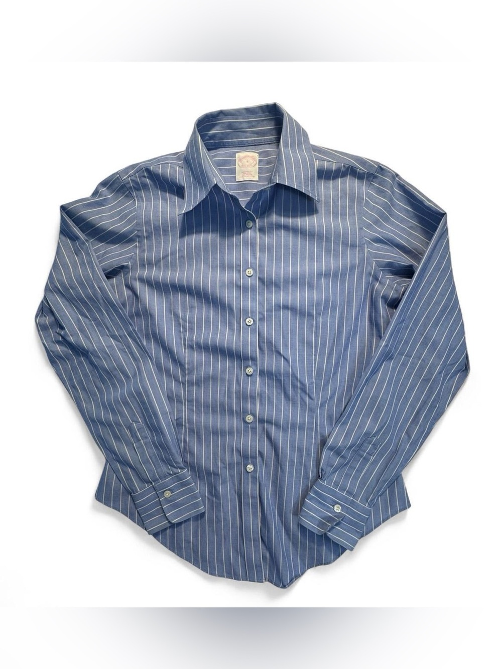 Brooks Brothers Tailored Fit Button Down Shirt Size 4 Blue Striped Cotton Office